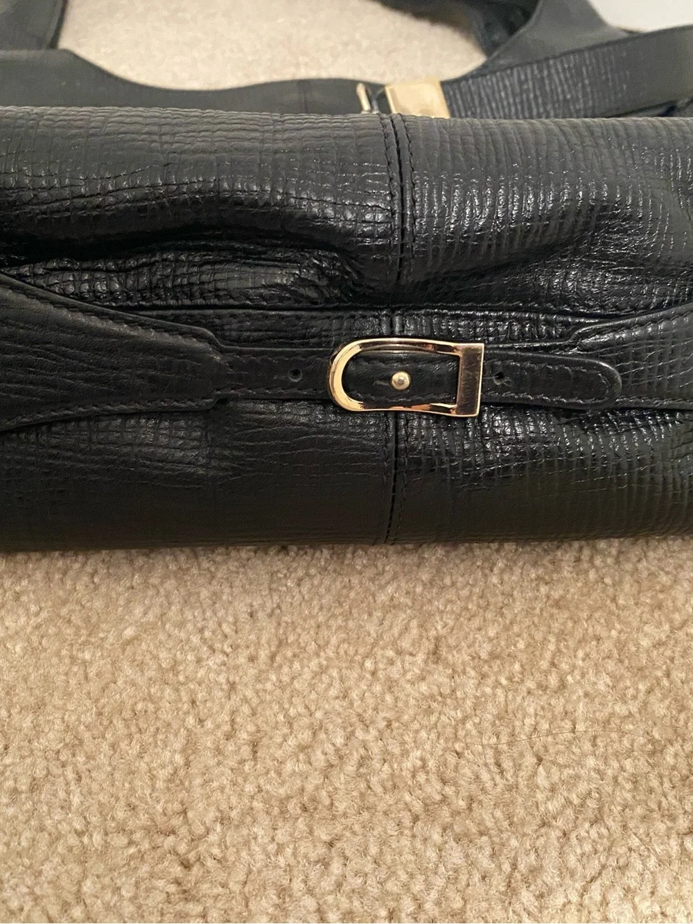 Jimmy Choo Black Shoulder Hobo Bag with Gold Accents